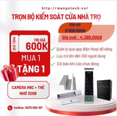 Lắp Khoá vân tay nhà trọ tặng ngay Camera giám sát trị giá 600K
