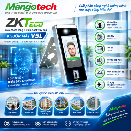 ZKTECO V5L – MÁY CHẤM CÔNG THÔNG MINH, KIỂM SOÁT RA VÀO HIỆN ĐẠI